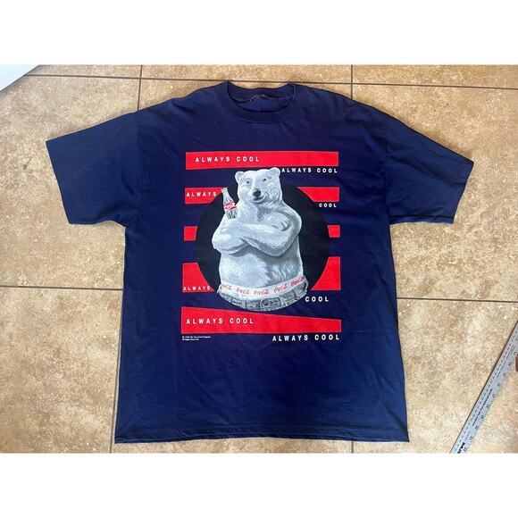 Coca cola polar bear t shirt vintage 1996 Made USA XL single Stitch - Picture 1 of 7